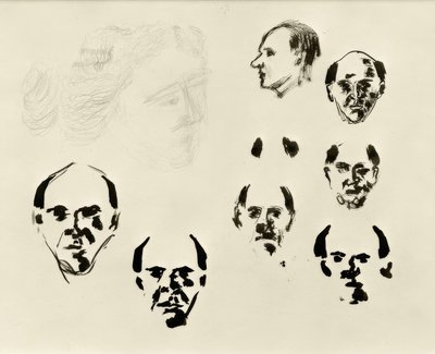 Autorretratos (7 cabezas de frente y de perfil y boceto) de Arnold Schönberg