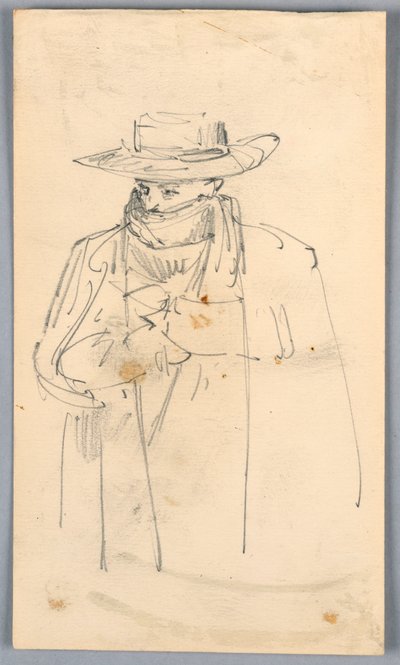 Boceto de hombre con abrigo y bufanda de Arnold William Brunner