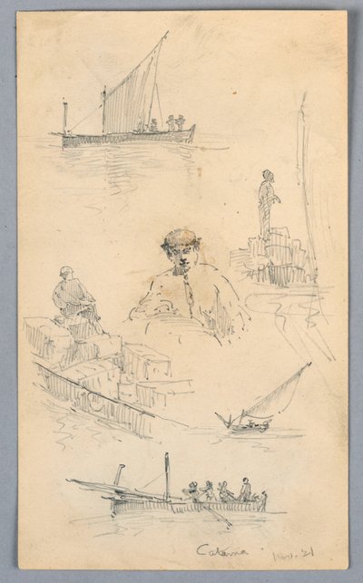 Bocetos en el puerto de Catania de Arnold William Brunner