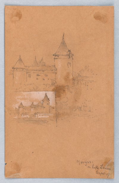 Dos bocetos de Morges, lago de Ginebra de Arnold William Brunner