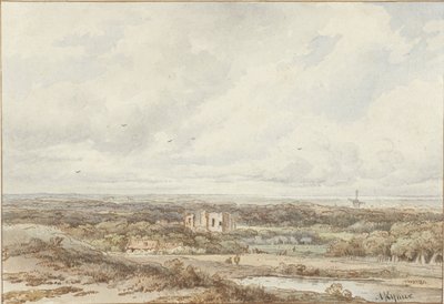 Vista desde las dunas de las ruinas de Brederode de Arnoldus Johannes Eymer