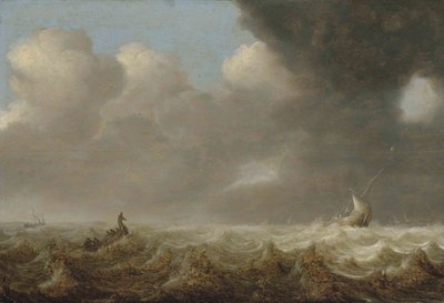 Neerlandés: Barcos en tempestad Barcos de pesca en mar agitado de Arnoldus van Anthonissen