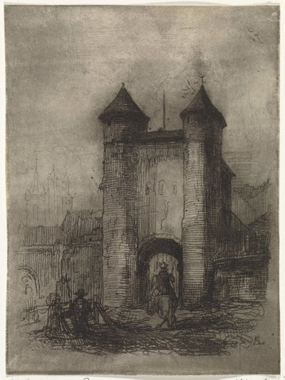 Vista de la Puerta de la Ayuda en Maastricht, vista desde el lado del campo
Porte du Jaer (título en el objeto) de Arnoud Schaepkens