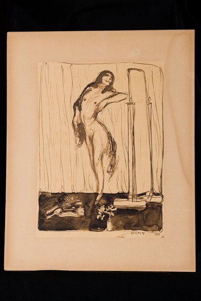 Desnudo femenino (técnica mixta sobre papel) de Aroldo Bonzagni