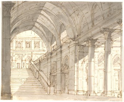 Vestíbulo con escalera y columnas de Aron Wallick