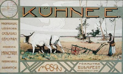 Anuncio de Maquinaria Agrícola fabricada por E. Kuehne de Budapest de Arpad Basch