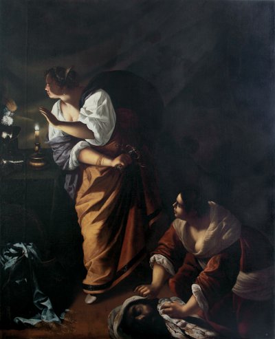 Judith y su doncella Abra con la cabeza de Holofernes, c. 1647-1648 de Artemisia Gentileschi