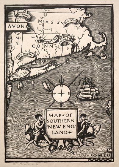 Mapa del sur de Nueva Inglaterra de Arthur Allen Lewis