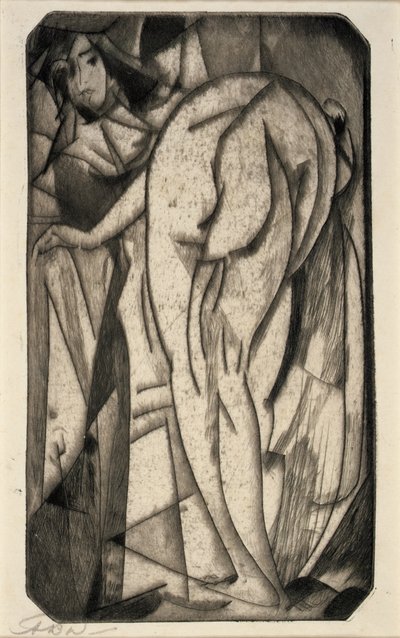 Mujer bañándose y sirvienta de Arthur B. Davies