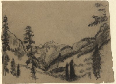 paisaje de montaña con abetos de Arthur B. Davies