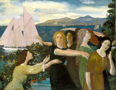 Across The Harbor (óleo sobre lienzo) de Arthur Bowen Davies