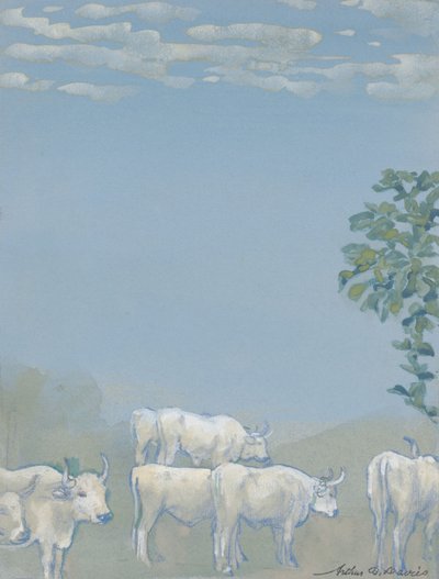 Paisaje con vacas de Arthur Bowen Davies