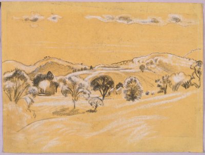paisaje de tiza blanca y negra del libro de A.B. Davies, edición -38, 50 de Arthur Bowen Davies
