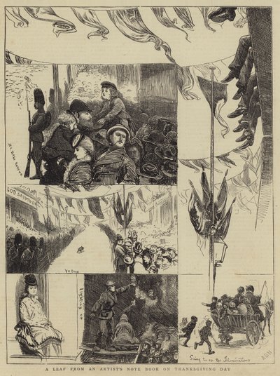 Una hoja del cuaderno de notas de un artista en el Día de Acción de Gracias de Arthur Boyd Houghton