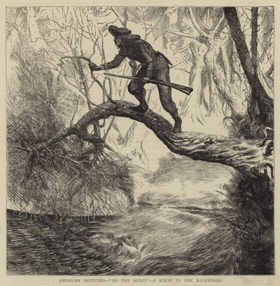 Bocetos americanos, en el explorador, una escena en el bosque de Arthur Boyd Houghton