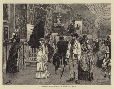 Estudiantes de arte copiando cuadros en el Louvre, París de Arthur Boyd Houghton