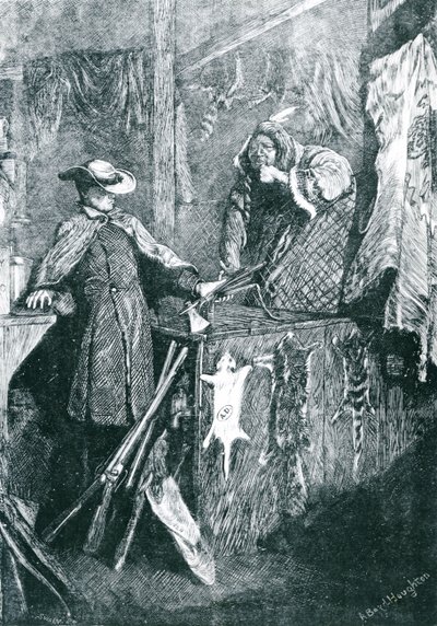 Trueque con los Indios en los Estados Occidentales de América, grabado por Joseph Swain (1820-1909) 1871 de Arthur Boyd Houghton