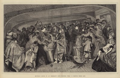 Entre Cubiertas en un Barco de Emigrantes, Hora de Alimentación, un Boceto de la Vida de Arthur Boyd Houghton