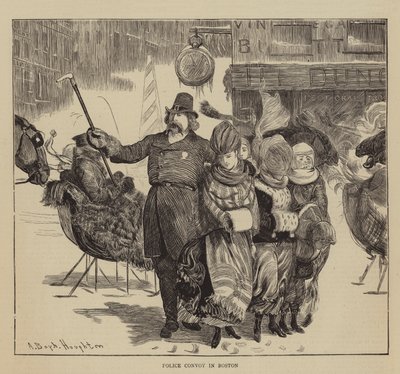 América gráfica, los Shakers, convoy policial en Boston de Arthur Boyd Houghton