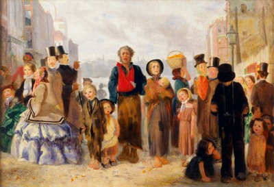 Cantantes ambulantes (óleo sobre lienzo) de Arthur Boyd Houghton