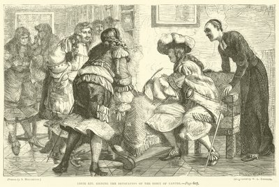 Luis XIV firmando la Revocación del Edicto de Nantes de Arthur Boyd Houghton