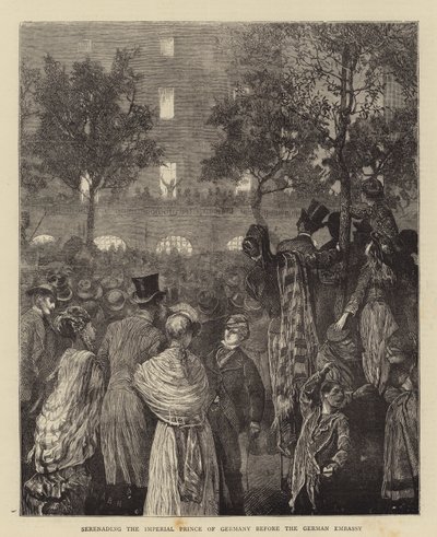 Serenata al Príncipe Imperial de Alemania frente a la Embajada Alemana de Arthur Boyd Houghton