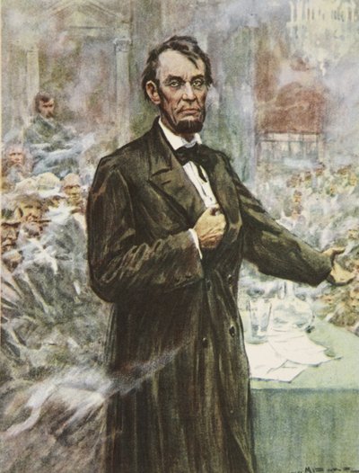 Abraham Lincoln, el gran Emancipador, ilustración de "This Country of Ours, The Story of the United States" de H.E. Marshall de Arthur C. (after) Michael