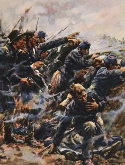 Marea alta en Gettysburg, ilustración de "This Country of Ours, The Story of the United States" de H.E. Marshall de Arthur C. (after) Michael