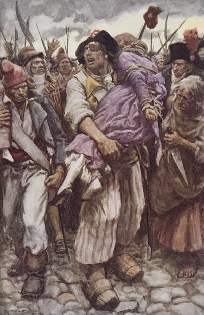 La Pimpinela Escarlata al Rescate, ilustración para "La Pimpinela Escarlata" de la Baronesa Orczy (1865-1947) (litografía en color) de Arthur C. (after) Michael