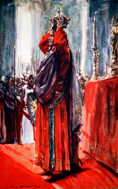 El Emperador del Sacro Imperio Romano Federico II se corona a sí mismo Rey de Jerusalén, 1229 1913 de Arthur C Michael