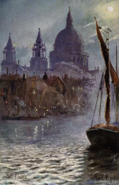 Catedral de San Pablo desde el río Támesis, Londres de Arthur Charles Payne