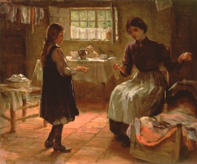 Lección doméstica, c.1890 (óleo sobre lienzo) de Arthur Claude Cooke