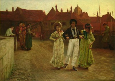 Jack Ashore, escena en Sandwich, Kent de Arthur Claude Cooke