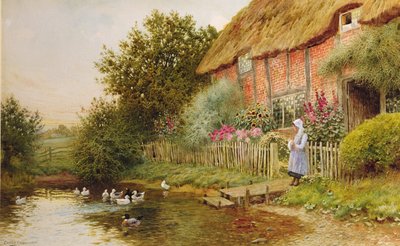Un retiro rústico (óleo sobre lienzo) de Arthur Claude Strachan