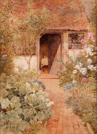 Coles en un jardín de cabaña de Arthur Claude Strachan