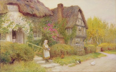 Alimentando a las gallinas de Arthur Claude Strachan