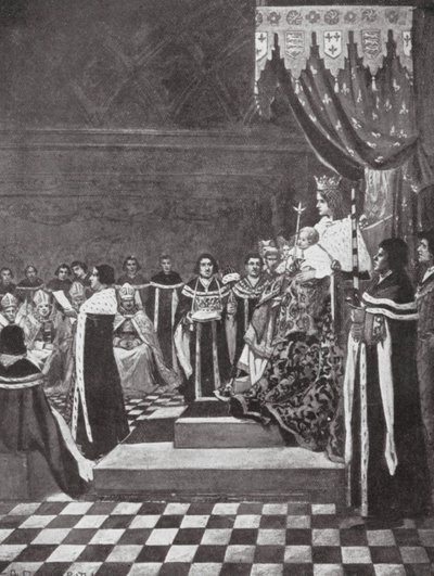 Enrique VI inaugurando el Parlamento con su madre (litografía) de Arthur David (after) McCormick