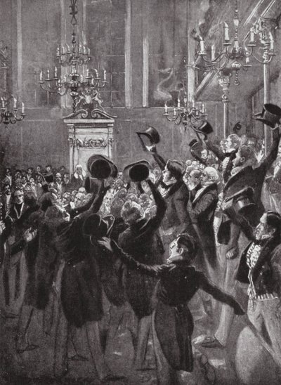 La realización de la segunda lectura del primer proyecto de ley de reforma (litografía) de Arthur David (after) McCormick