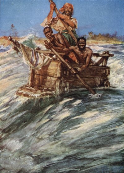 Andrew Battell cruzando la barra en la desembocadura del Mbengo de Arthur David McCormick