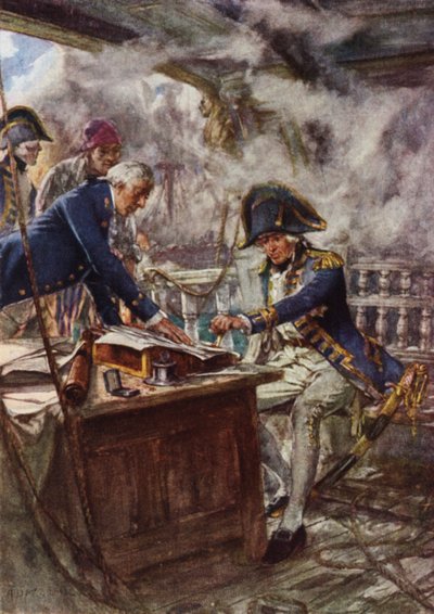 Nelson sellando su carta al príncipe heredero de Dinamarca de Arthur David McCormick