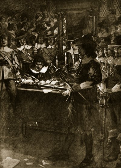 Strafford entregando su espada en la Cámara de los Comunes, ilustración de 