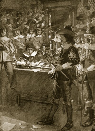 Strafford entregando su espada a la Cámara de los Comunes, ilustración de 