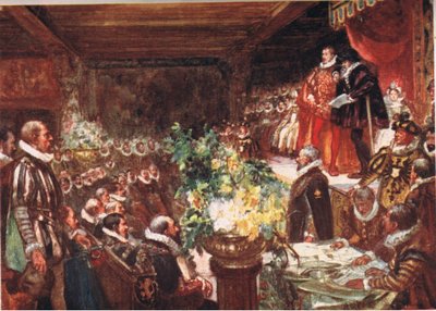 El Emperador llegó apoyado en el hombro de un joven alto y apuesto, ilustración de Romance de la Historia: Los Países Bajos, años 1920 de Arthur David McCormick