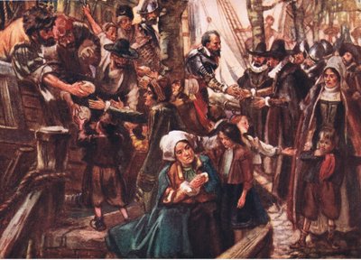 Los muelles estaban llenos de gente famélica, ilustración de Romance de la Historia: Los Países Bajos, años 1920 de Arthur David McCormick