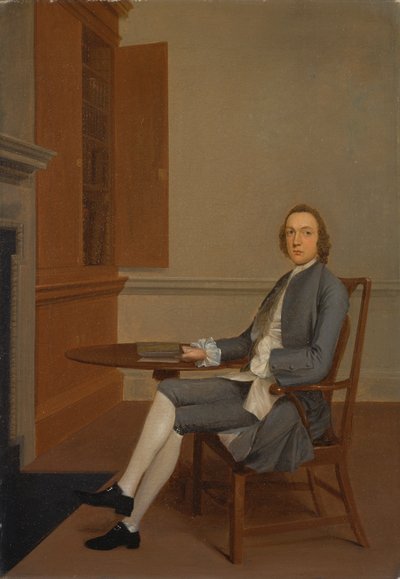 Un hombre desconocido sentado a una mesa de Arthur Devis