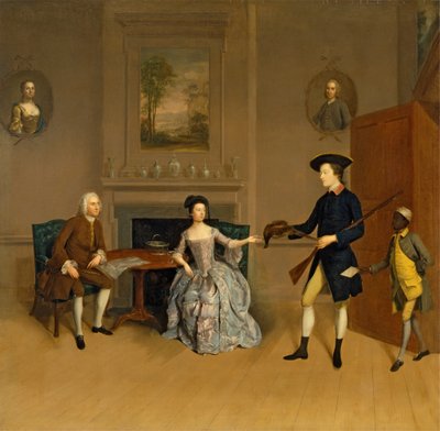 John Orde, su esposa, Anne, su hijo mayor, William, y un criado de Arthur Devis
