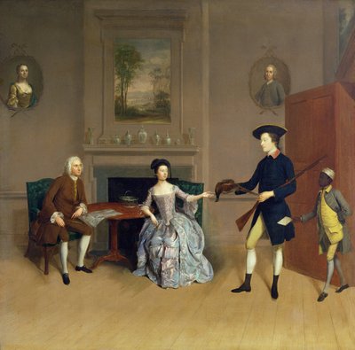John Orde, con su esposa Anne, y su hijo mayor, William, de Morpeth, Northumberland, c.1754-56 de Arthur Devis