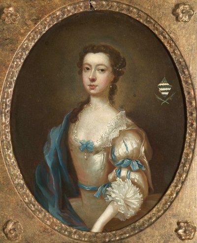 Uno de un par de retratos de dos hermanas de la familia Moult de Nottinghamshire de Arthur Devis