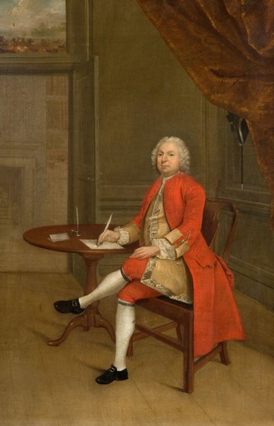 Retrato de un hombre en rojo, 1785 de Arthur Devis