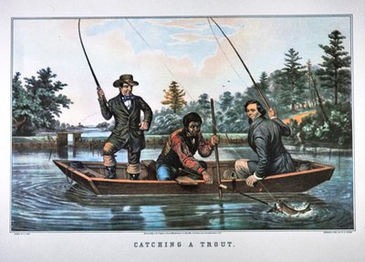 Pescando una trucha, publicado por N. Currier de Arthur Fitzwilliam (after) Tait
